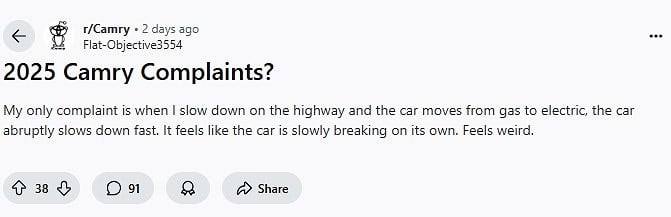 Annoying Problems With the 2025 Toyota Camry
