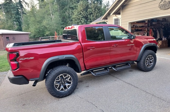 Brian's wife's 2025 Chevy Colorado in the driveway