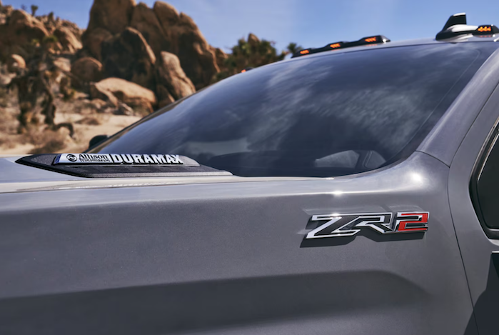 2025 Chevy Silverado Duramax emblem on the hood
