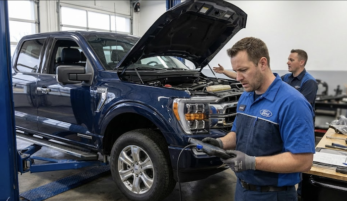 2025 Ford F-150 in the Ford service bay