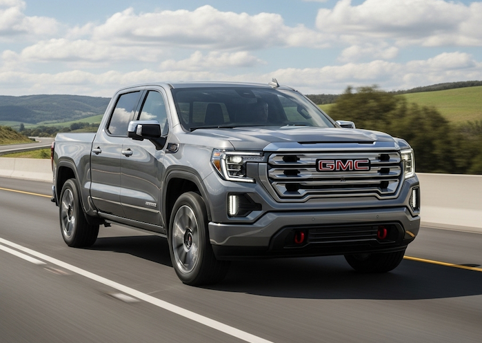 A 2025 GMC Sierra Denali EV taking a road trip