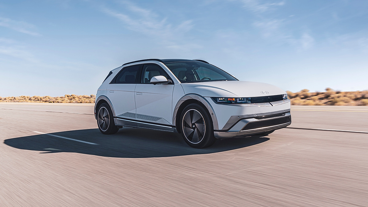2025 Hyundai Ioniq 5 Limited electric SUV driving on a highway