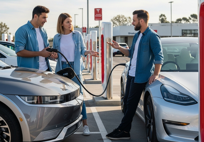 Brina sees a couple struggling to charge their 2025 Hyundai Ioniq 5