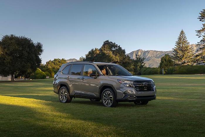 2025 Subaru Forester front view siiting in a field