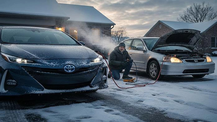 Robert Taylor's 2025 Toyota Prius with his 2009 Honda Civic
