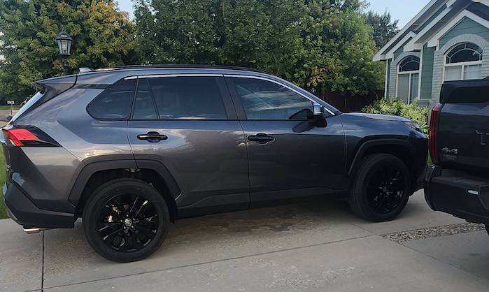 Nancy's 2025 Toyota RAV4 Limited with its new black wheels