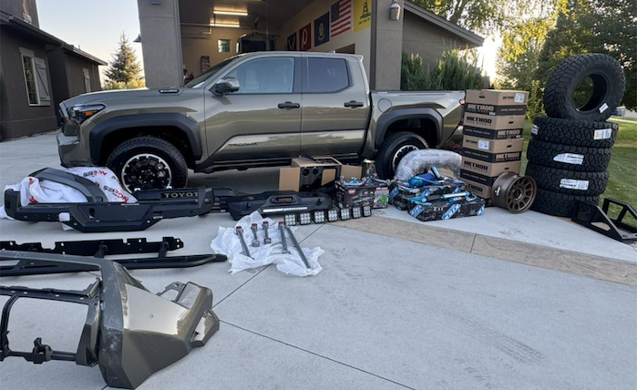 Jevon Truex's 2025 Toyota Tacoma with the new upgrades sitting in his driveway