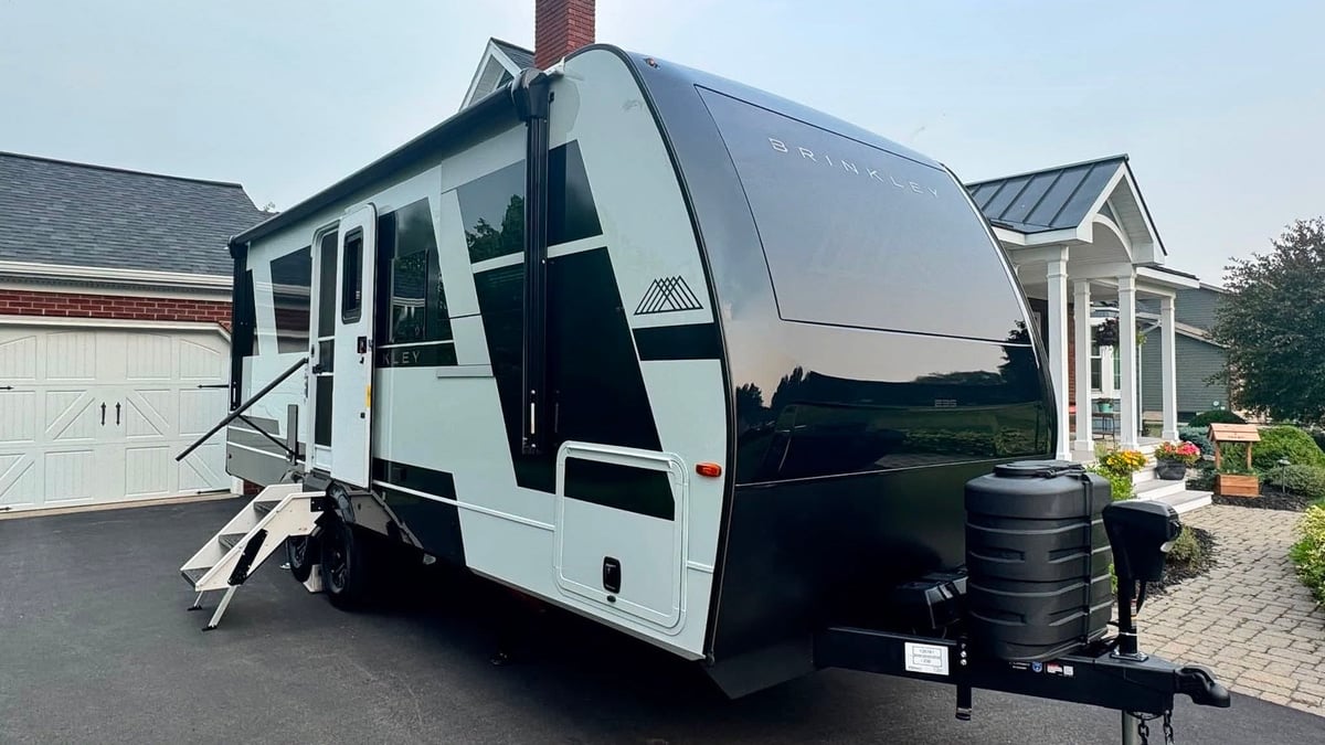 2025 Ford F-150 PowerBoost pulled this 8,000 lb. 2027 Brinkley I235 travel trailer