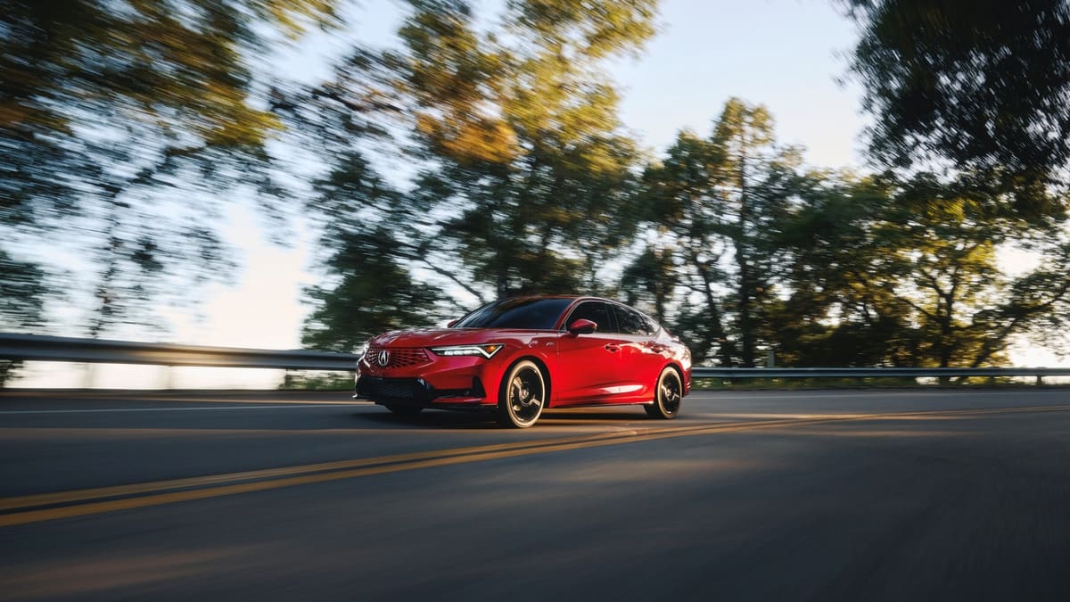 2026 Acura Integra in red, dynamic