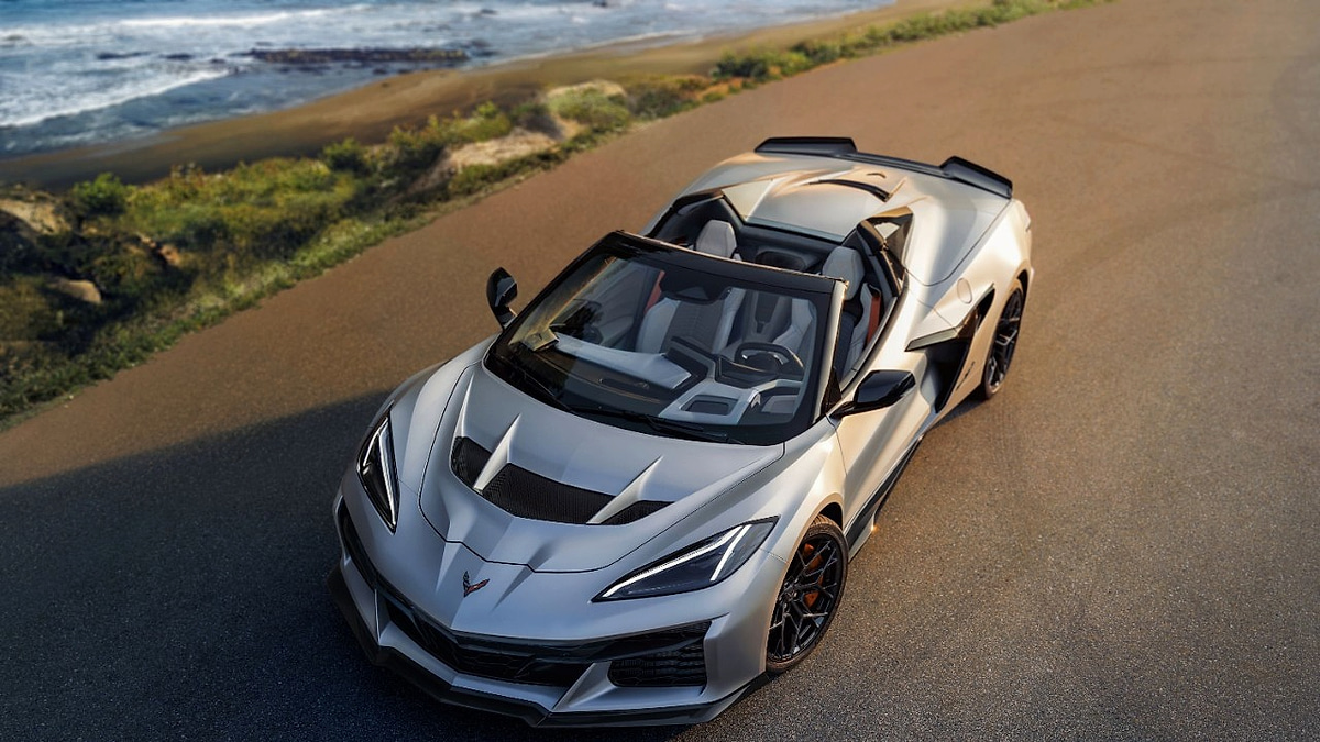 2026 Chevrolet Corvette ZR1X convertible driving on a coastal road