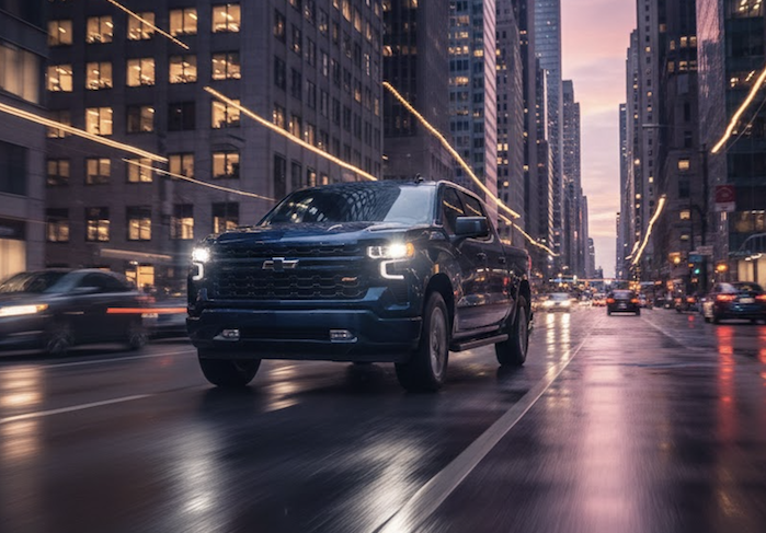 2026 Chevy Silverado on a city street