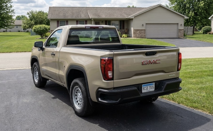 2026 GMC Sierra Pro, Sand Dune, Short Bed, Regular Cab rear view