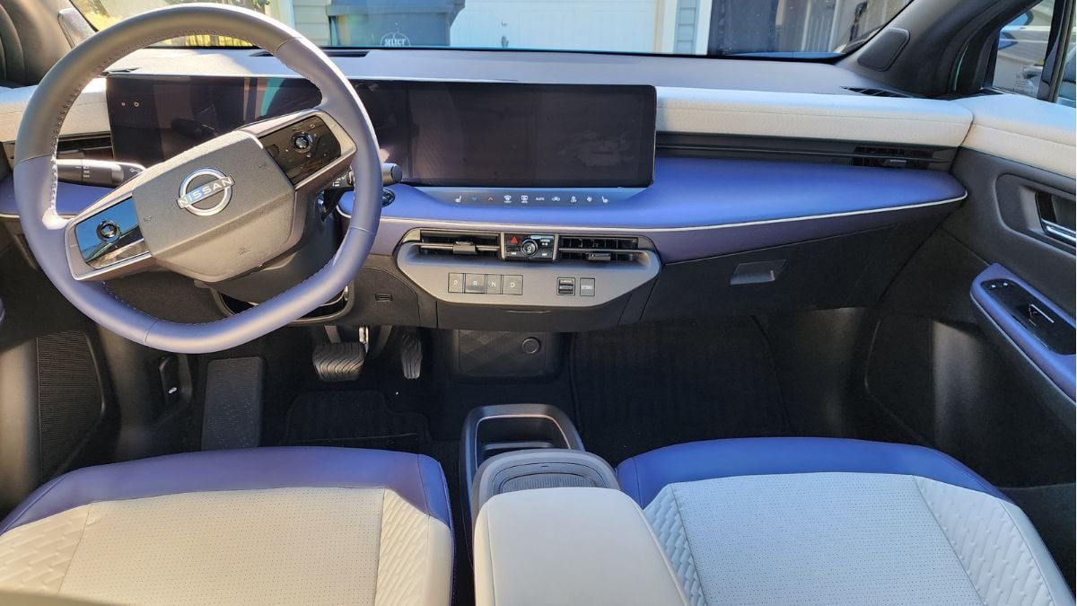 2026 Nissan LEAF's touchscreen and front interior