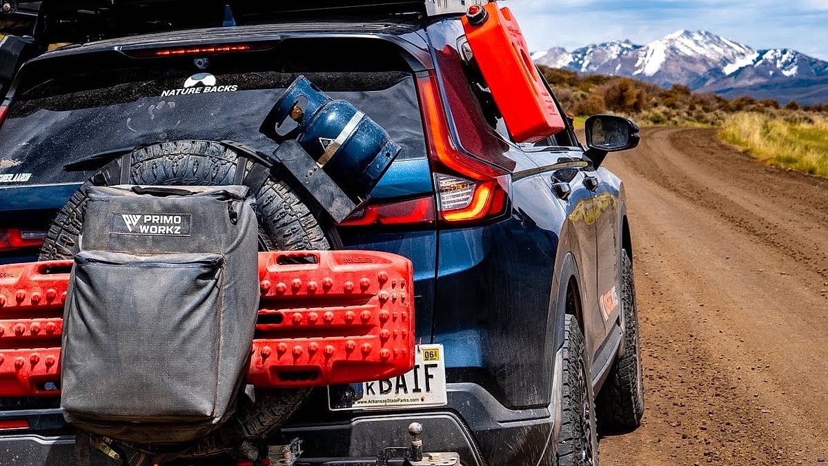 2026 Honda CR-V on a mountain road in Colorado near Ouray rear view