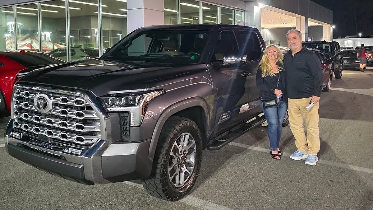 2026 Toyota Tundra and his wife taking delivery of the new truck at the dealer