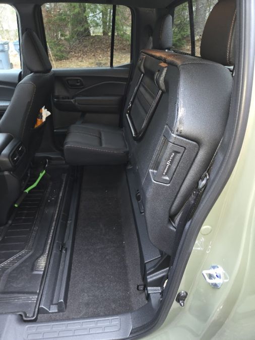 2026 Honda Ridgeline TrailSport rear seat storage area
