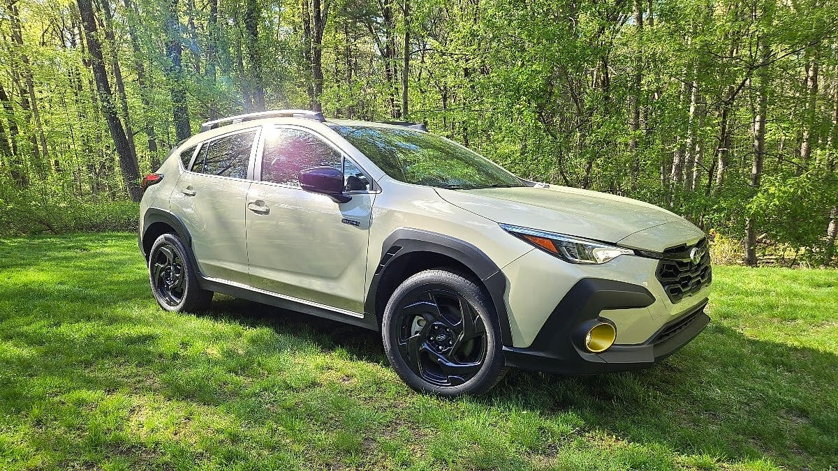 A Subaru Crosstrek Hybrid gleams 