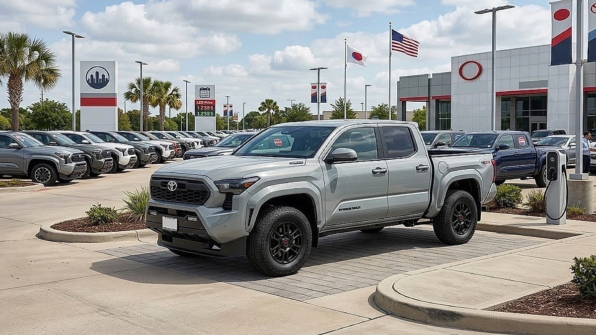 A 2027 Toyota Tacoma Hybrid i-FORCE MAX parked on the Toyota dealer's lot