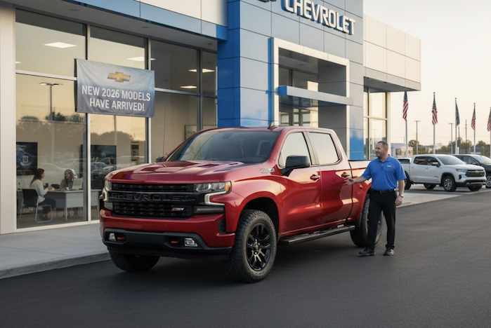 Brett Mazzeo's 2026 Chevy Silverado at the dealer Trail Boss  
