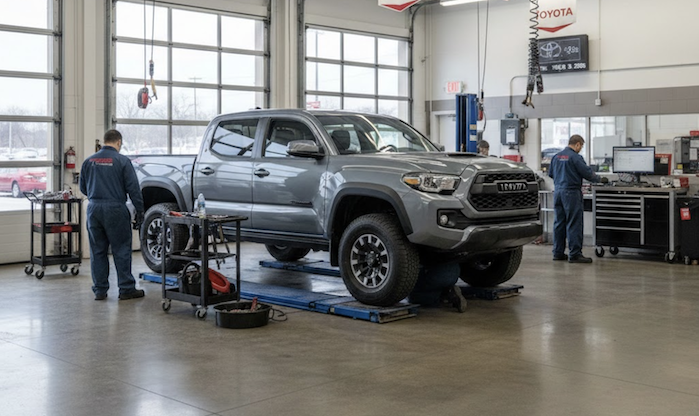 Connor Mac's 2023 Toyota Tacoma in the service bay