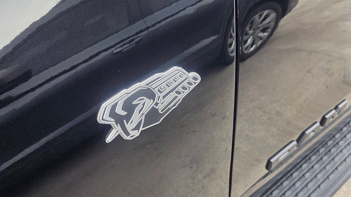 Daniel Andjelkovski's 2026 Ram Hemi logo on the side of his truck