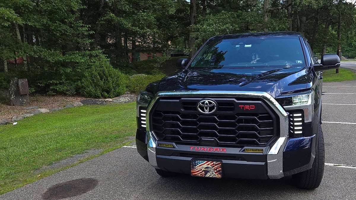 Don J Nusio's 2025 Toyota Tundra TRD parked on a Pennsylvania road after nearly being broadsided