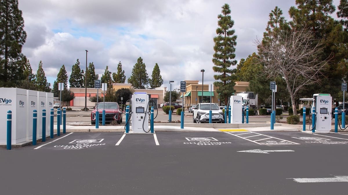 EVgo chargers in a Lowes parking lot