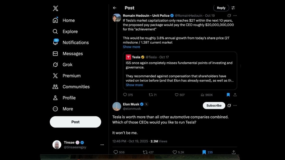Elon Musk Threatens to Leave Tesla if Shareholders Don’t Approve His Trillion-Dollar Pay Package – Warns, “Which Other Automotive CEO Would You Like to Run Tesla Because It Won’t Be Me”