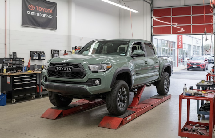 2022 Toyota Tacoma in the dealer's service bay