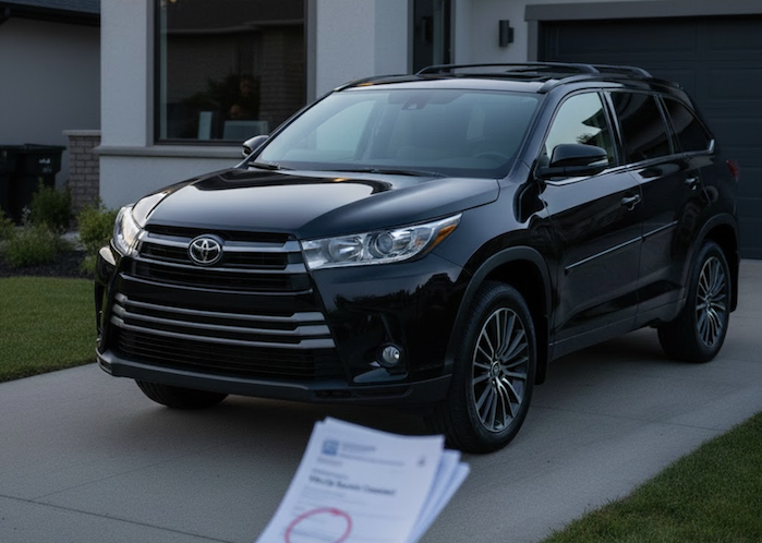 Blake Newton's 2019 Toyota Highlander in the driveway 
