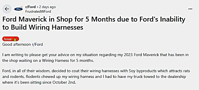 Do Rodents Like the Taste of Ford Truck Wires