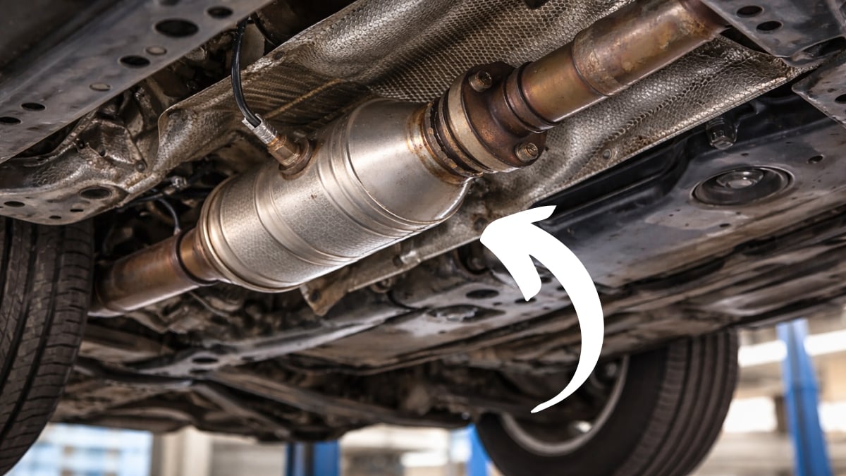 Honda Accord's catalytic converter seen under the vehicle