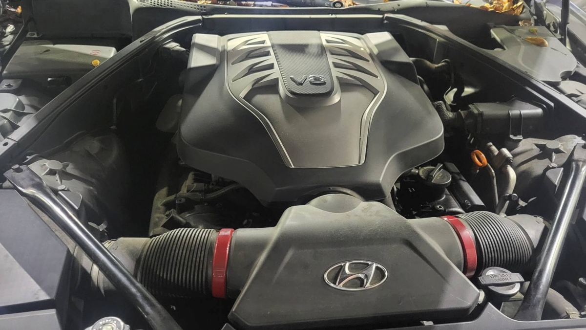 Hyundai's 5.0-liter Tau V-8 makes up to 429 horsepower and 383 pound-feet