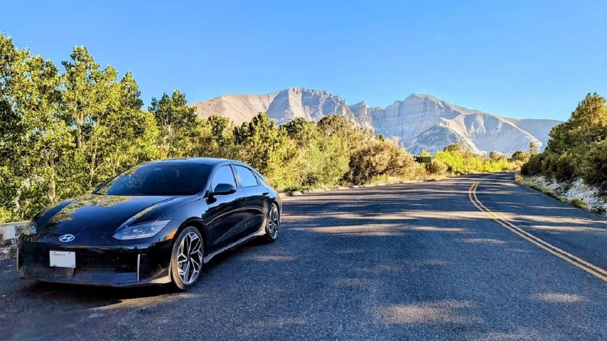 Hyundai Ioniq 6 in Great Basin National Park near the end of the trip.