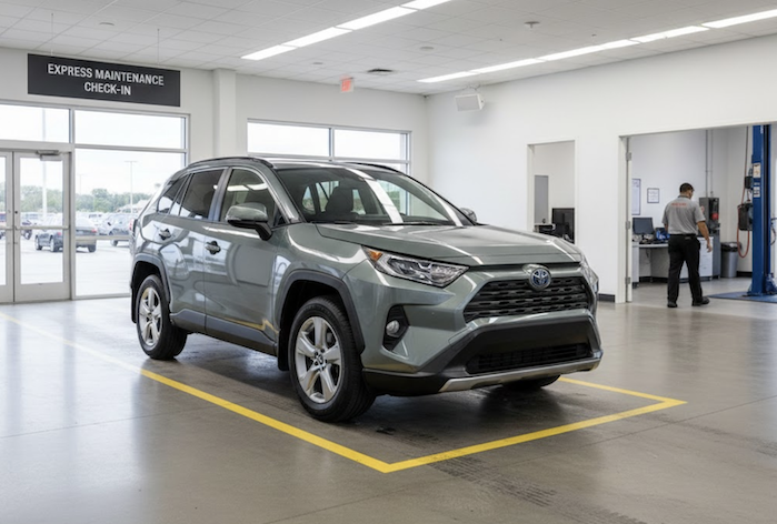 Jason's 2023 Toyota RAV4 at the dealer for service