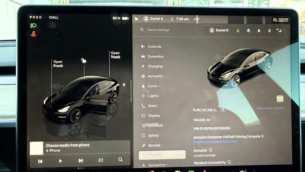 Jordan's Tesla Model 3 operating at 8 am in the morning  while the temp is 1 degree Fahrenheit