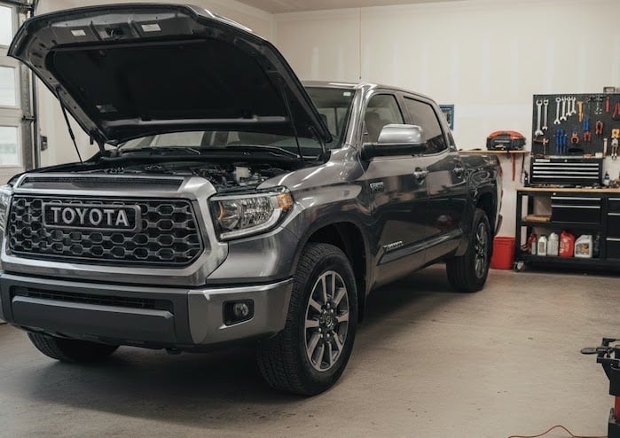 Josh Beard's 2026 Toyota Tundra in his garage