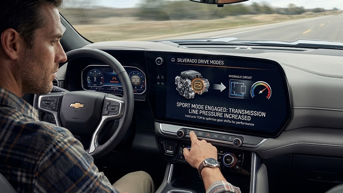 Josh engaging Sport Mode instructs the Transmission Control Module (TCM) to increase line pressure