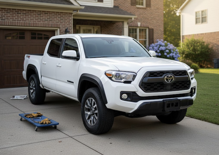 Justin Werner's 2022 Toyota Tacoma Double Cab V6 SR5 in his driveway