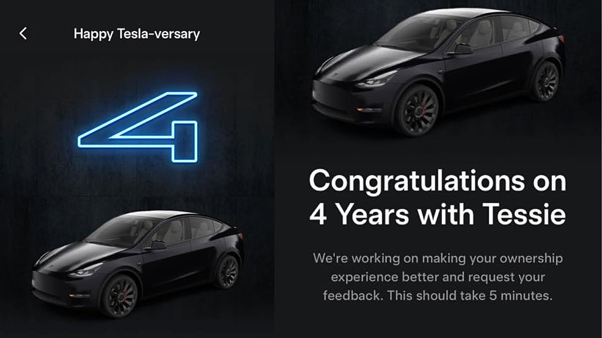 Kip Garrison, a Tesla Model Y owner posted this image testifying to Model Y's reliability after 5 years of daily driving.
