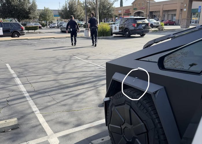 Marvin De Guzman's Tesla Cybertruck with a loogie on it