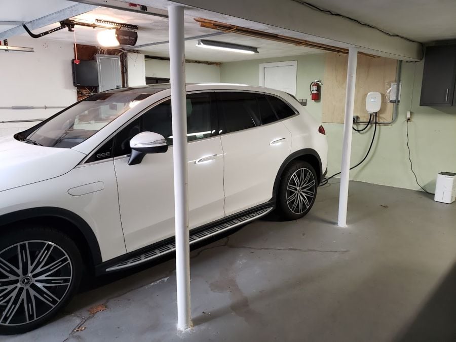Mercedes-Benz EQE charging on Emporia EV charger