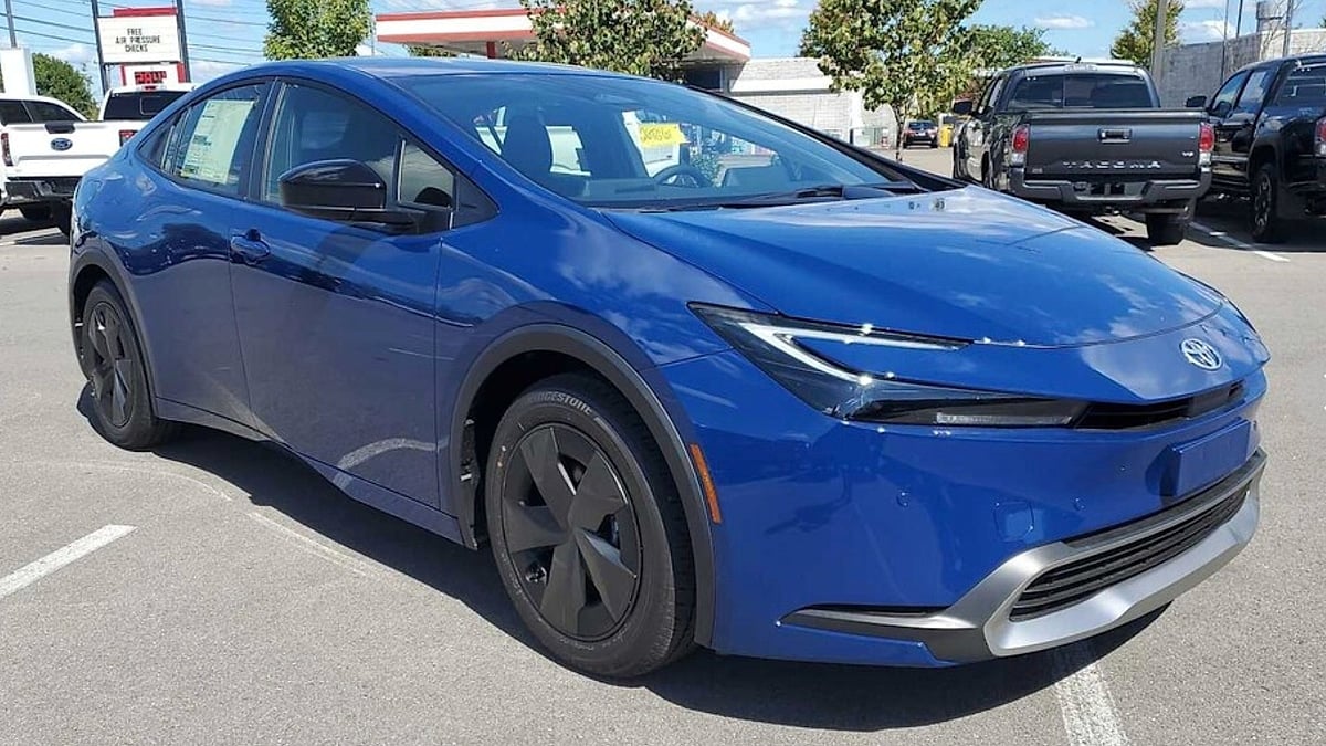 Michael Dara's 2026 Toyota PRius SE on the dealer's lot after he traded in his gas-guzzling 2019 Ram 1500