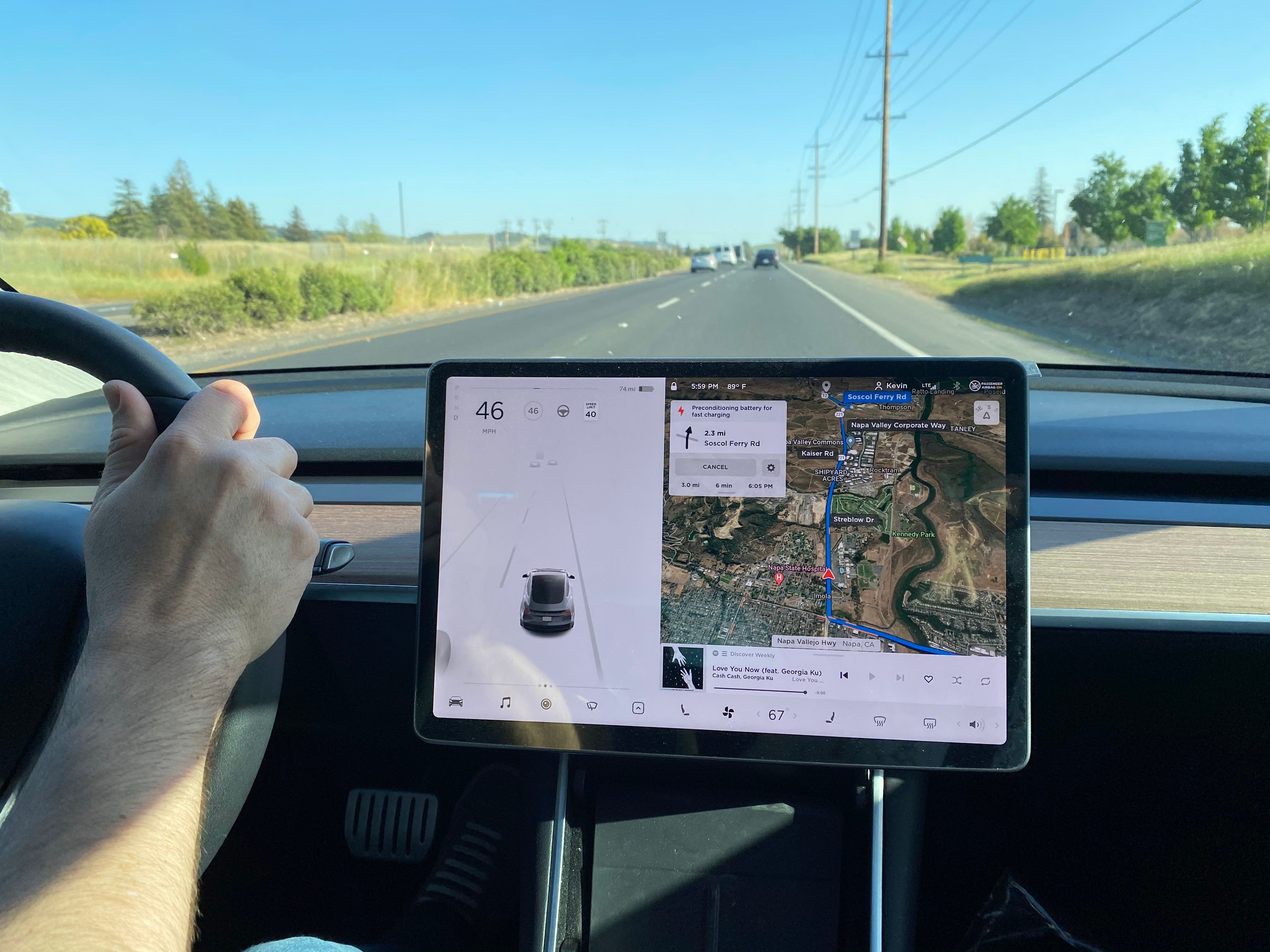 2020 Tesla Model 3 Performance Driving Screen 