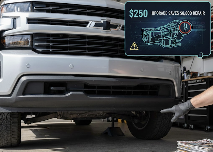 Reid Powers' 2019 Chevy Silverado with a transmission cooler