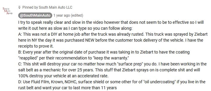 Some Rubberized Undercoating Products Cause Damage