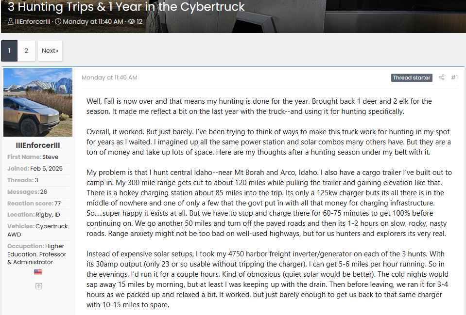 A silver Tesla Cybertruck is shown parked outdoors in a mountainous winter landscape, captured from a front 3/4 angle with snow-capped peaks visible in the background.