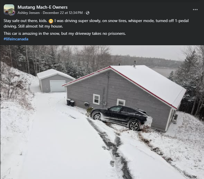 Screenshot of a Facebook post in the “Cybertruck Owners Only” group describing a long Full Self-Driving road trip experience and performance observations.