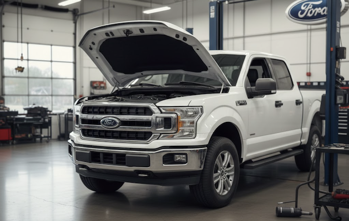 Steve Cherro's 2024 Ford F-150 in the service bay