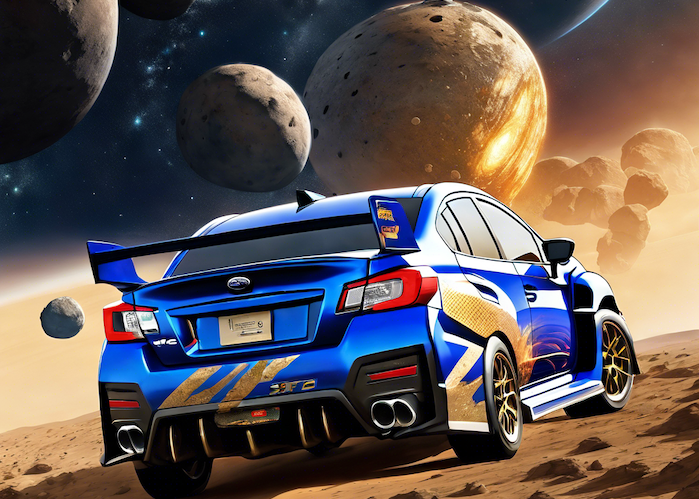 Subaru WRX STI on a distant planet